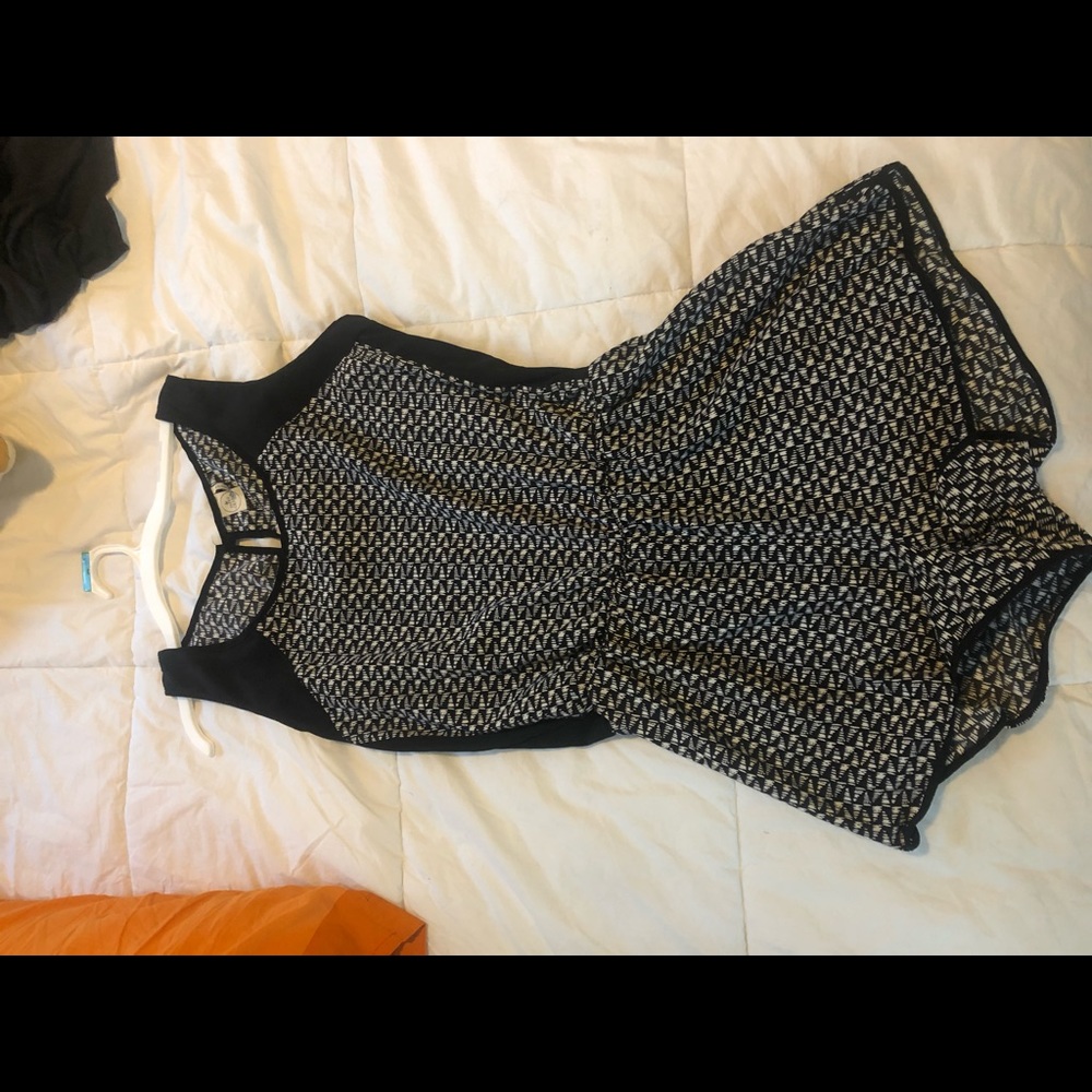 Paper crane black and white checkered romper